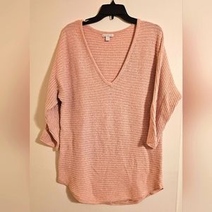 New York and Company pink sparkle v-neck  sweater XL